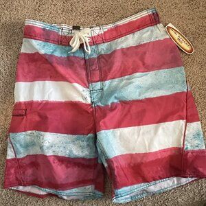 Board Shorts Surf Quick Dry Red-White-Blue Men's Large Swim Mobility Comfort